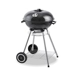 Barbecue à Charbon avec Couvercle et Roulettes EDM 73834 Noir Fer Ø 44 x 70 c