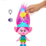 Mattel DreamWorks Trolls Band Together Rainbow HairTunes Queen Poppy Doll & Crown Accessory with Light-Up Hair, Music & Sounds, Gift for Ages 3 Years Old & Up, HNF20