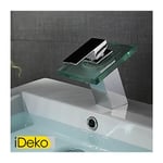 Robinet de salle de bains Mitigeur lavabo LED contemporaine conduit un trou mitigeur robinet cascade d'evier