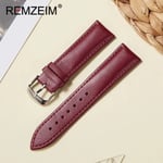 Klockarmband i äkta läder 16 mm 18 mm 20 mm 22 mm Watch Dam Rosa Röd Vit Handledsbälte Armbandsremmar Purple 16mm