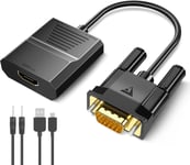 Adaptateur Vga Vers Hdmi, 1080P Vga Mâle Vers Hdmi Femelle Convertisseur Avec Audio, Vga To Hdmi Adapteur Pour Tv, Ordinateur, Projecteur, Moniteur, Pc À Hdtv Connecteur Hd, Unidir[VID062173]