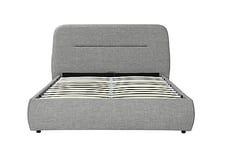 LOUNGITUDE - BONY - Cadre de lit - Coffre - Sommier à Lattes Inclus - en Tissu - Gris Clair - 140x190