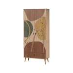 Garde-robe 2 portes Dmontell, Meubles de chambre, Penderie de plain-pied, Placard à vêtements, 80x45h190 cm, Multicolore