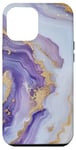 iPhone 13 Pro Max Elegant White Abstract Purple Stone Design Case