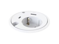 Forming Function Powerdot - 1X Power, 1X Usb-A Charger, 1X Usb-C Port, 2X Cable-Throughs | Adjustable | Table, Flush Installed | White