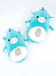 Squishmallows Squishmallow Tatiana Dragon Slippers, Blue, Size 4-5 Older