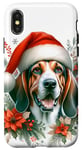 iPhone X/XS Christmas American English Coonhound Dog Watercolor Artwork Case