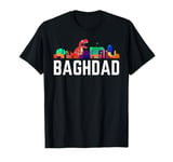 Baghdad City Skyline, Silhouette, Colorful City Landscape T-Shirt