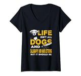 Womens Funny Life Isn't All Dogs And Calligraphy And Hand Lettering V-Neck T-Shirt