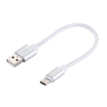 SiGN USB-C-kabel kort, 2,4A, 12W, 20cm, nylon - silver