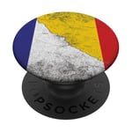 Drapeaux France et Roumanie - Français Roumain PopSockets PopGrip Adhésif