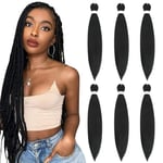 Braiding Hair Pre Stretched - 30 Inch Pre Stretched Braiding Hair 1B Braiding Hair Soft Yaki Texture 6 Packs Crochet Hair Extensions Braids for Black Women (30 Inch(6Packs), 1B)