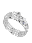 The Love Silver Collection Triple stacking ring Rainbow Moonstone, Silver, Size M, Women