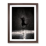 Dancing In The Rain In Abstract Modern Framed Wall Art Print, Ready to Hang Picture for Living Room Bedroom Home Office Décor, Walnut A4 (34 x 25 cm)