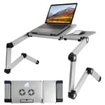 Gorilla Tech Newton Laptop Stand Adjustable Laptop Tray, Laptop Table for Bed Sofa, Standing Desk, Folding Laptop Desk for Home and Office, Very Sturdy 4 Leg Segments, Mouse Pad, Dual Cooling Fans