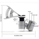 Loupe de microscope à zoom 60x, Microlentille à pince pour led + lumière ultraviolette pour téléphones mobiles universels pince univers pour téléphone