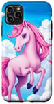 iPhone 11 Pro Max Pink Unicorn with Clouds and a Bright Rainbow Case