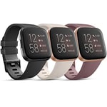 Pack 3 Straps Compatible with Fitbit Versa 2 Staps/Fitbit Versa Lite Strap/Fitbit Versa Strap for Women Men,Silicone Sport Band Compatible with Fitbit Versa 2(S,Black/Violet Smoke/Starlight)