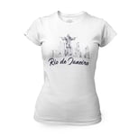 T-Shirt Femme Col Rond Rio De Janeiro Minimalist Brésil Voyage Foot Carnaval