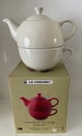 Le Creuset Tea For One Set / Teapot & Cup - Pearl/Almond NEW IN BOX