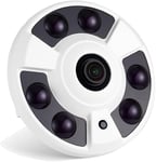 Camera Ip Fisheye Poe 5Mp,Camera De Securite Interieure Hd Cctv Objectif 1,7 Mm Angle De Vue 180 Degres 6 Array Led Ir Vision Nocturne P2P H.265 Detection De Mouvement(If02-P-Hs Blanc)