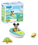 Playmobil 71707 Junior & Disney : Mickey avec Bateau - Comprend Mickey, Un Bateau, Une Tortue et Un Poisson - Jouet fabriqué à partir de matières d'origine végétale - Dès 18 Mois