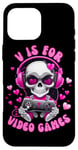 Coque pour iPhone 16 Pro Max V est pour les jeux vidéo Skull Headphones