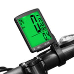 Dricar Compteur Vélo sans Fil, Étanche Ordinateur de Vélo avec Écran LCD Multifonction Rétroéclairé, Compteur Kilométrique de Vitesse et Odomètre de Route Chronomètre de Vélo (Vert)