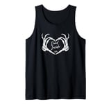 Dead Inside Funny Skeleton Hands Heart Halloween Costume Tank Top