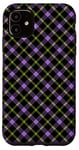 iPhone 11 Purple Black Green Plaid Halloween Plaid Fall Autumn Pumpkin Case