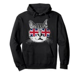 Cat Shirt Union Jack Flag Country Retro England British UK Pullover Hoodie