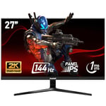 Gawfolk 27-inch IPS PC Screen, 2K WQHD (2560×1440P), 144Hz Gaming Monitor, 1ms Bezel-less, 99% sRGB, 178° Wide-Angle, HDMI, DisplayPort, Compatible with Wall-Mounted VESA100*100MM - Black