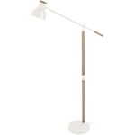 Lampadaires Tosel  lampadaire liseuse articulé bois naturel et blanc