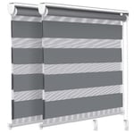 VOUNOT 2 Pack Day&Night Zebra/Vision Window Double Roller Blinds Grey 80x150 cm