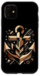 Coque pour iPhone 11 Symbole de la mer ancre cool dans le style art cubisme Noël