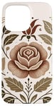 Coque pour iPhone 15 Pro Max Rose florale botanique, style bohème minimaliste, roses d'amour