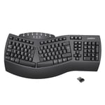 perixx PERIBOARD-612 Wireless Ergonomic Split Keyboard with Dual Mode 2.4G and Bluetooth Features, Compatible with Windows 10 and Mac OS X System, Black, UK Layout