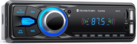 Autoradio Bluetooth Main Libre 5.0, FM Poste Radio Voiture Bluetooth, Autoradio 1 Din pour 9-12V Voiture Supporte 2 USB/AUX/SD/TF/MP3, Supporte iOS/Android