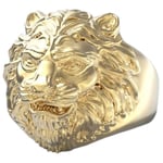 GUESS LION KING JUMR01307JWYG Bague homme en acier inoxydable doré tête lion, Taille unique, Métal, Aucune pierre précieuse