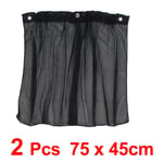 Auto Car Side Window Curtain Folded Mesh Sun Shade Black Pair w Suction Cup