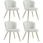 Chaises de Salle a Manger Lot de 4 Chaise Salle à Manger Moderne avec Coussin Épais Chaise de Cuisine avec Pied Doré, Velours, Beige