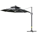 3m Cantilever Parasol Solar Lights Power Bank Base 360Degree Spin