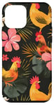 Coque pour iPhone 12 mini Noir Minimaliste Tropical Crazy Chicken Lady Phone Pattern