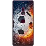 Sony Xperia XZ3 Genomskinligt Skal Fotboll Eld