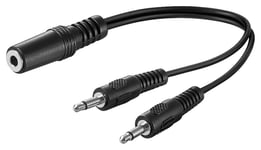 Goobay Adapter för ljud Y-kabel 3,5 mm, 1x stereokontakt till 2x monokontakt Pawl 3,5 mm-uttag (3-pin, Stereo) > 2x spärr 3,5 mm plugg (2-polig, mono)