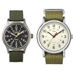 Timex Expedition Scout Men's 40mm Watch T49961 & Weekender 38mm Cream Dial and Olive Green Strap Quartz Watch T2N651