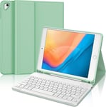 Étui Clavier Pour Ipad 9.7"",Ipad 6ème/5ème Génération-2018/2017,Ipad Air 2/1,Ipad Pro 9.7,Coque Clavier Azerty Français Bluetooth Amovible Avec Fente Pour Stylo,Vert