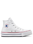 Converse Junior Girls Eva Lift Canvas Hi Top Trainers - White, White, Size 4.5