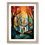 Central Park Cubism Framed Wall Art Print, Ready to Hang Picture for Living Room Bedroom Home Office, Oak A2 (48 x 66 cm)