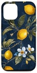 Coque pour iPhone 13 Motif citron bleu marine, motif agrumes, imprimé fruits